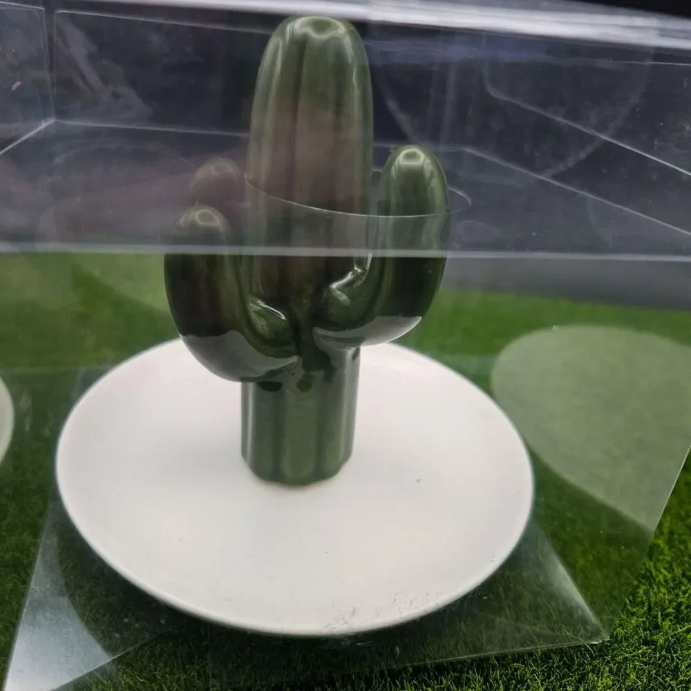 Ceramic Cactus Jewelry Dish Ring Holder